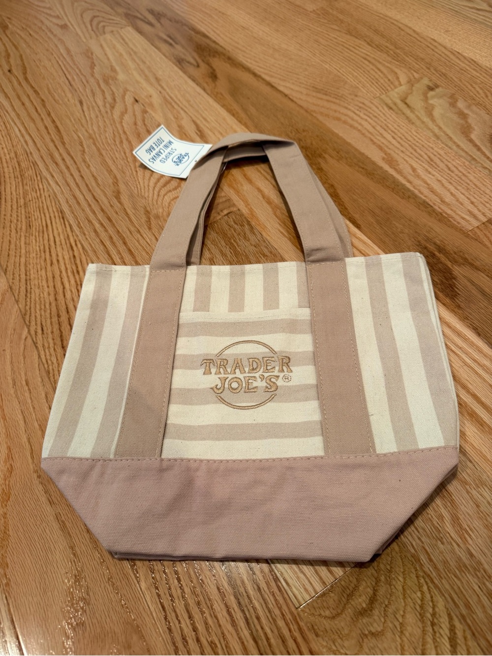 Trader Joe’s beige mini Stripe Canvas Tote Bag